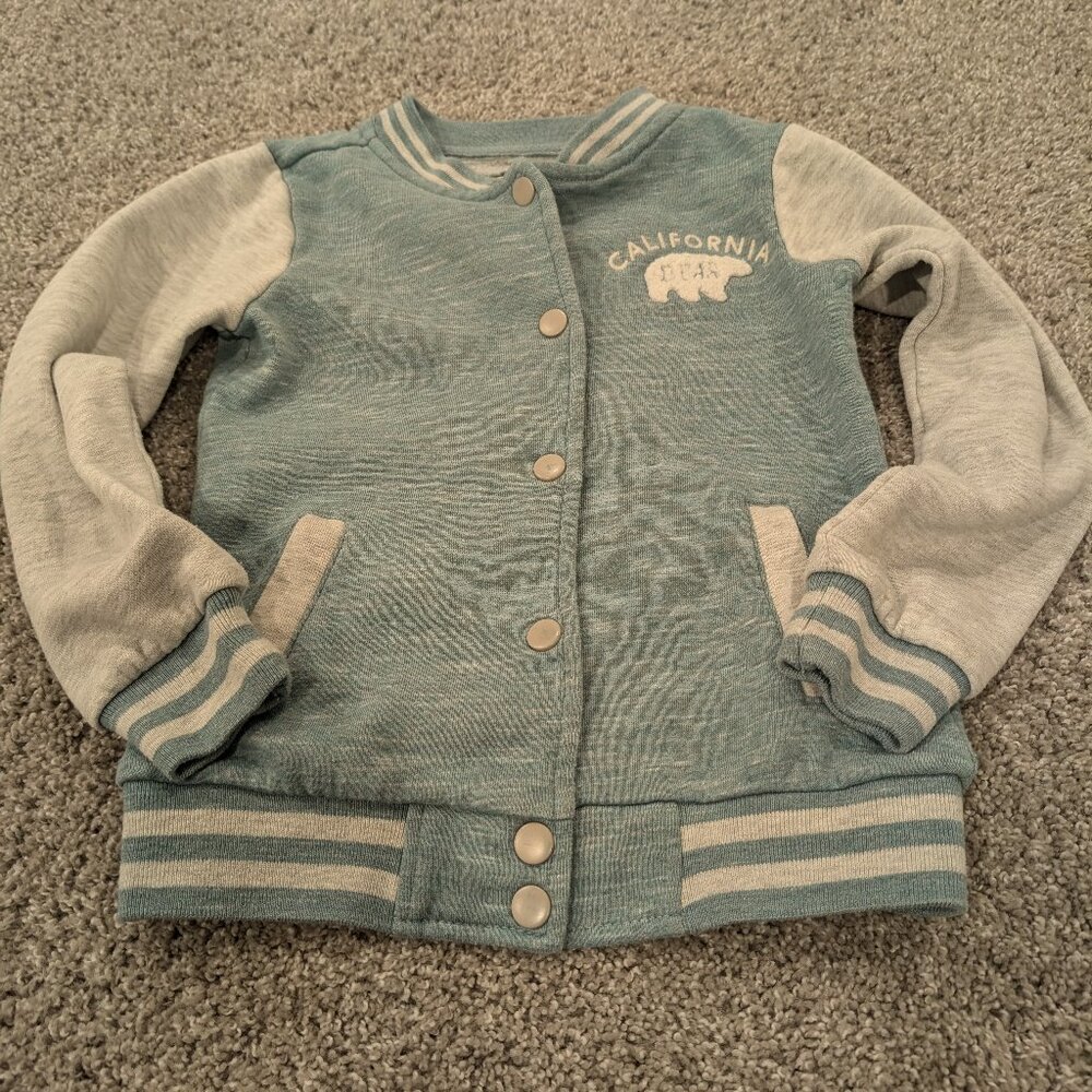 Kids Girls Varsity Style Button Up Jacket